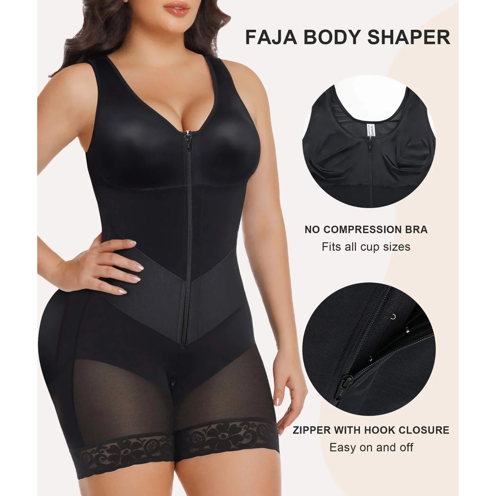 SHAPERX V-Shaped Fajas Enhanced Tummy Control Shapewear Butt Lift Bodysuit Sz M